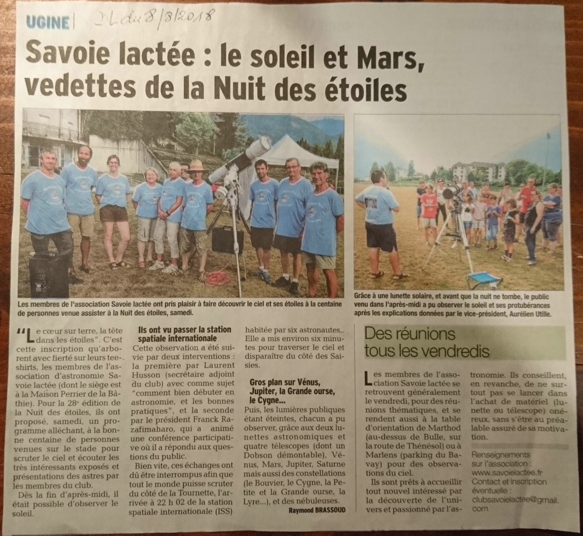 2018 08 08 Le DL Savoie Lactée Le Soleil et Mars vedettes de la Nuit des étoiles